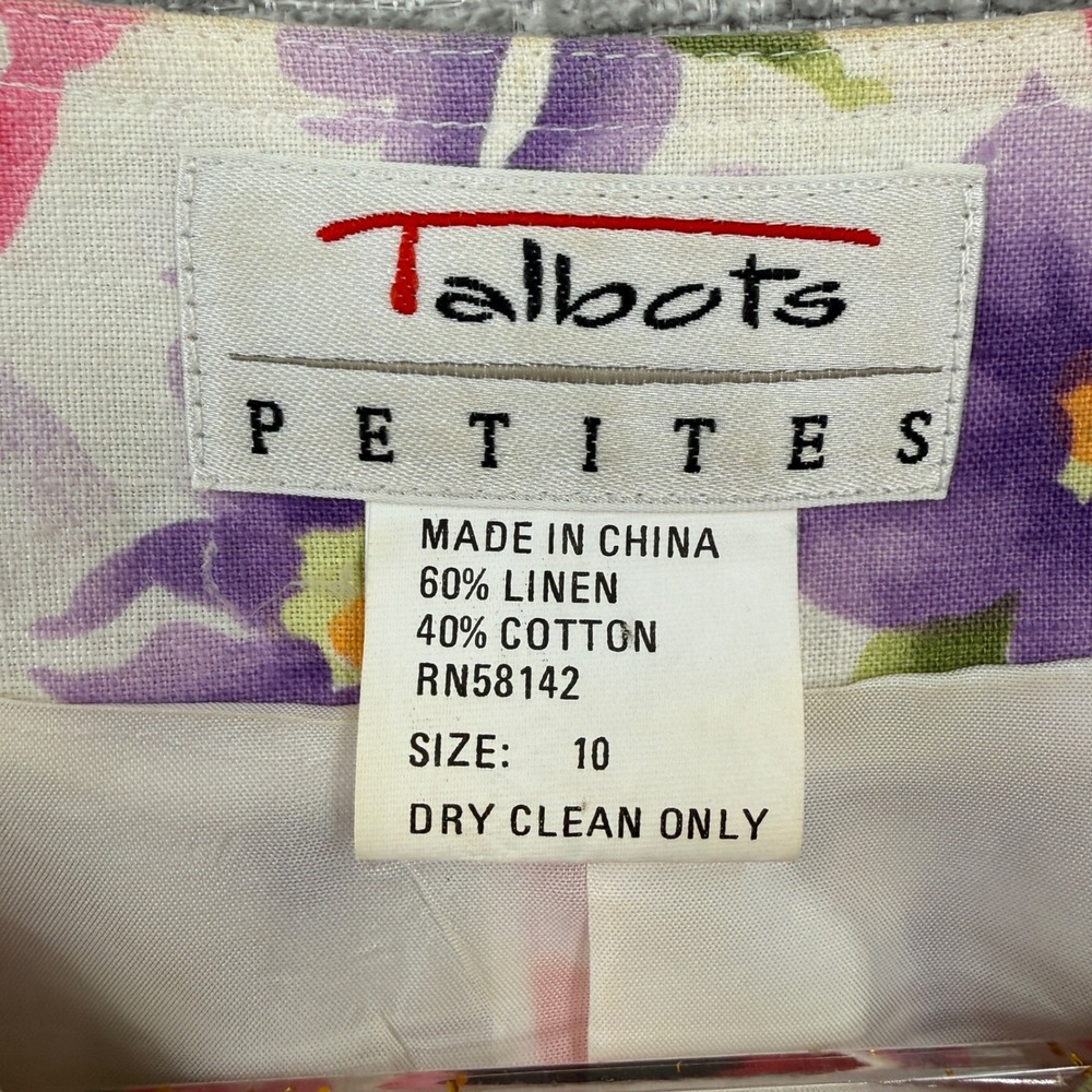 Vintage Talbots Petites‎ Skirt Set Womens 10P Pink Purple Floral Linen Cottage - Picture 2 of 11